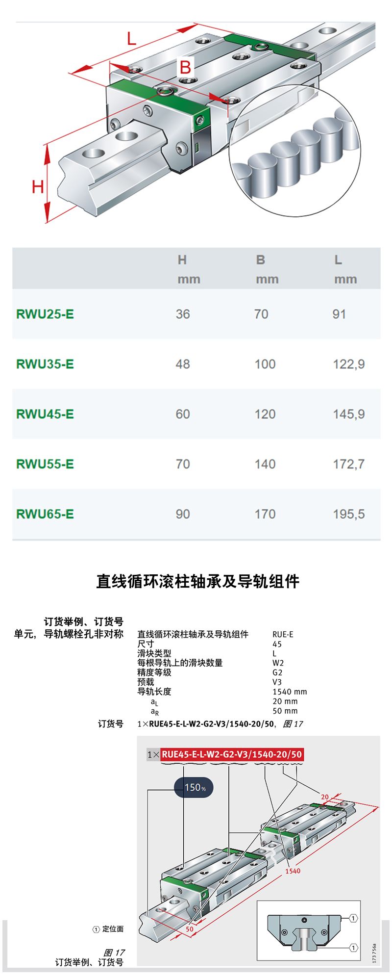 RWU55E-G2-V3原装进口德国INA机床用滚柱直线滑块(图3)