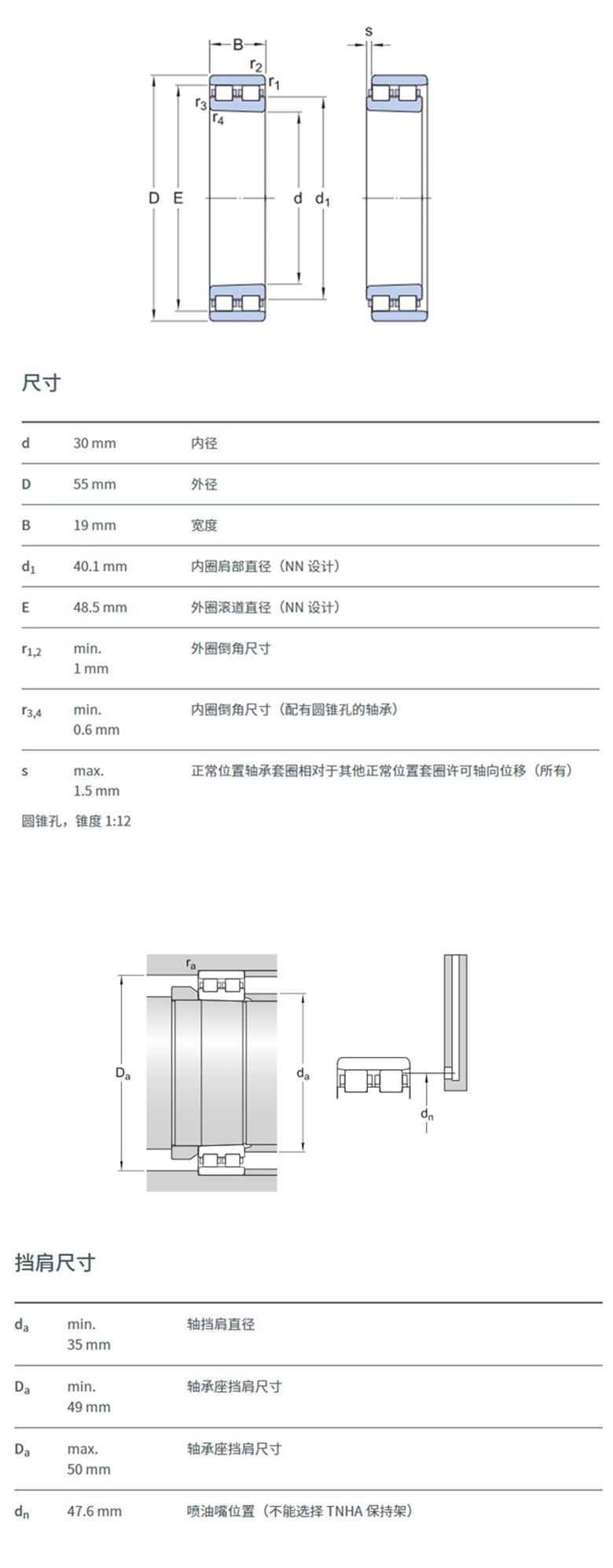 进口轴承机床主轴使用的双列圆柱滚子轴承NN3006KTN/SP(图1)